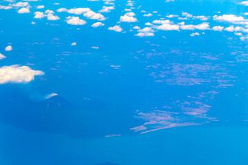 Fototapeta na wymiar Panoramic view from above on tropical Caribbean Sea Central America