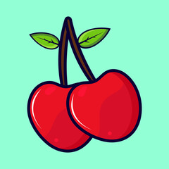 vector design of cherry fruit free flat icon premium vector design 