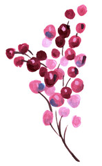 Watercolor hand painted pink berries. PNG transparent design element