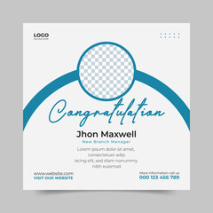 job congratulation social media post. dgital agency promotion post. business flyer template design. congratulation social media template design ehite and blue post design