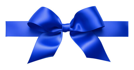 Shiny blue satin ribbon, isolated on transparent background.