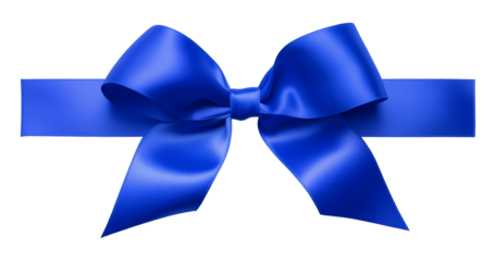 Shiny blue satin ribbon, isolated on transparent background.