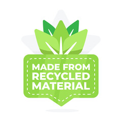 Green badge signifying the use of recycled material in product manufacturing