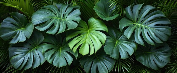 Fototapeta premium All Green Leaves Natural Palm Shaped, Background HD, Illustrations