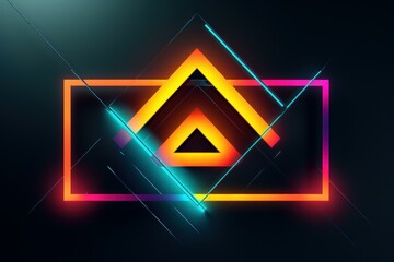 Naklejka premium Glowing Geometric neon. City wall laser. Generate Ai