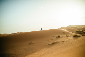 Fototapeta na wymiar Dune landscape in the desert Erg Chebbi, morocco.