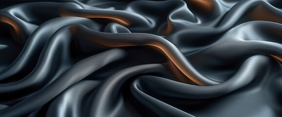 Fototapeta premium Black Gray Satin Dark Fabric Texture, Background HD, Illustrations