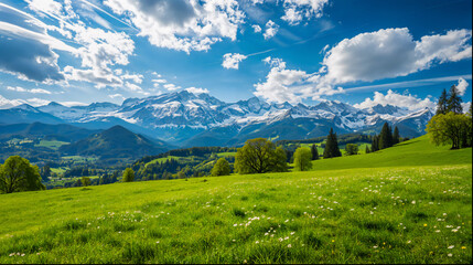 Fototapeta na wymiar View of beautiful landscape in the Alps