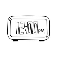 Digital Watch vector icon in doodle style. Symbol in simple design. Cartoon object hand drawn isolated on white background.