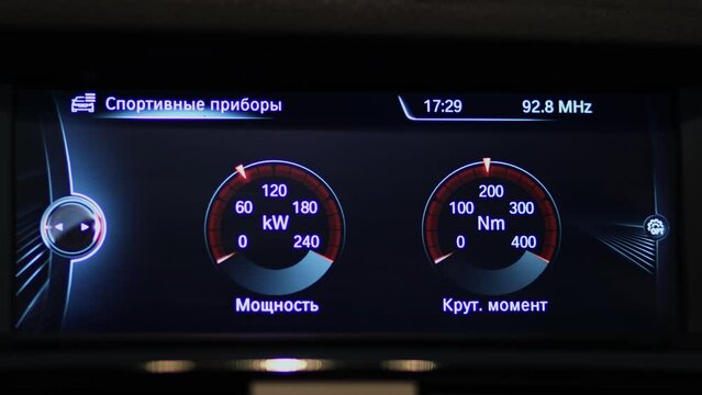  Car virtual dashboard with image of power and torsion torque devices