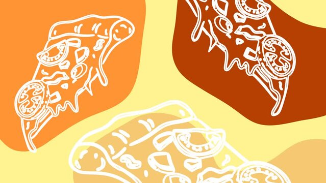 Wiggly pizza food abstract background animation