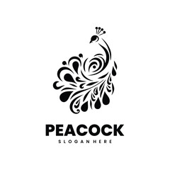 peacock design silhouette logo