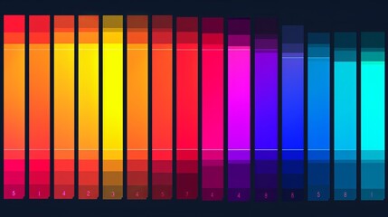 Illustration of a color temperature scale, depicting interior lights in Kelvins with cold and warm lighting lamps. This vector illustration showcases a spectrum of bright intensity, color gradation