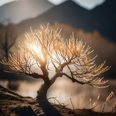 tree in the sunset realistic hd abstract background image