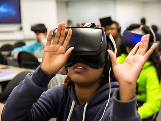 Students are immersed in the interfaces of modern education using virtual reality