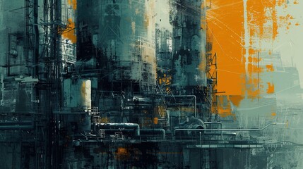 Painting of a cement plant.