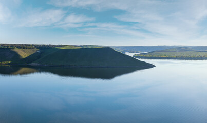 Amazing spring sunset view on the Dnister River Canyon, Bakota Bay, Khmelnytsky region, Ukraine.