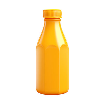 3d orange juice bottle isolated on transparent background, png