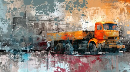 Painting of an old truck.