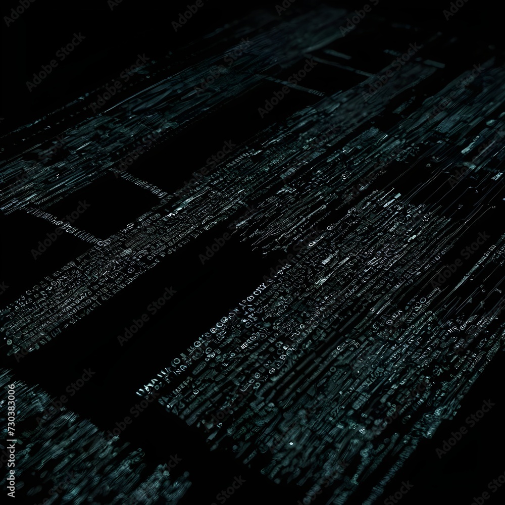 Poster image of data processing over black background