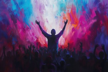 Man raising hands in worship.