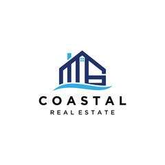 Letter MG Coastal Real Estate Logo Design - obrazy, fototapety, plakaty