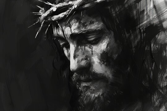 Jesus on the cross, painting.