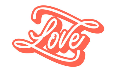 Love text in retro trendy style. Lettering typography.