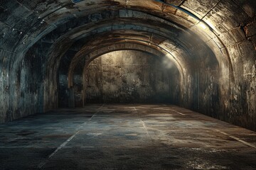 Empty underground background with lighting.