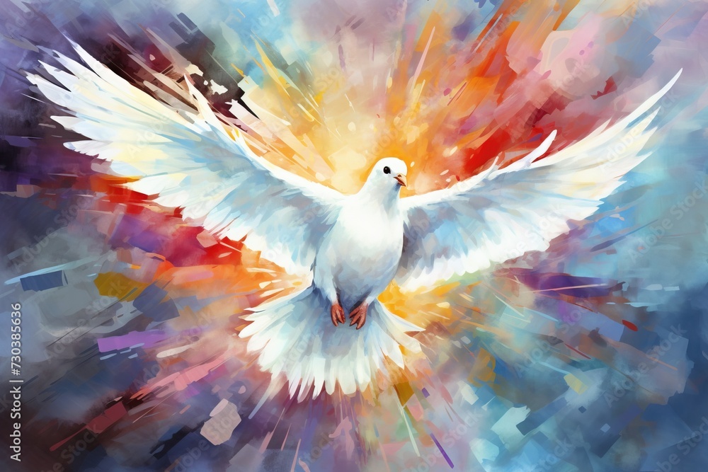 Wall mural painting of holy spirit like white dove.