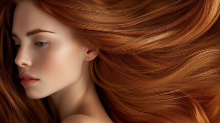 Naklejka premium Girl with bright orange hair generate ai