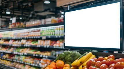 Blank white supermarket sign generate ai