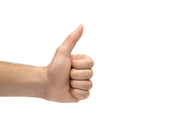 Male hand showing like, hand gesture - thumbs up, male hand showing thumbs up