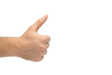 Male hand showing like, hand gesture - thumbs up, male hand showing thumbs up
