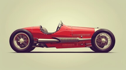 Vector illustration of a vintage sport racing car - obrazy, fototapety, plakaty