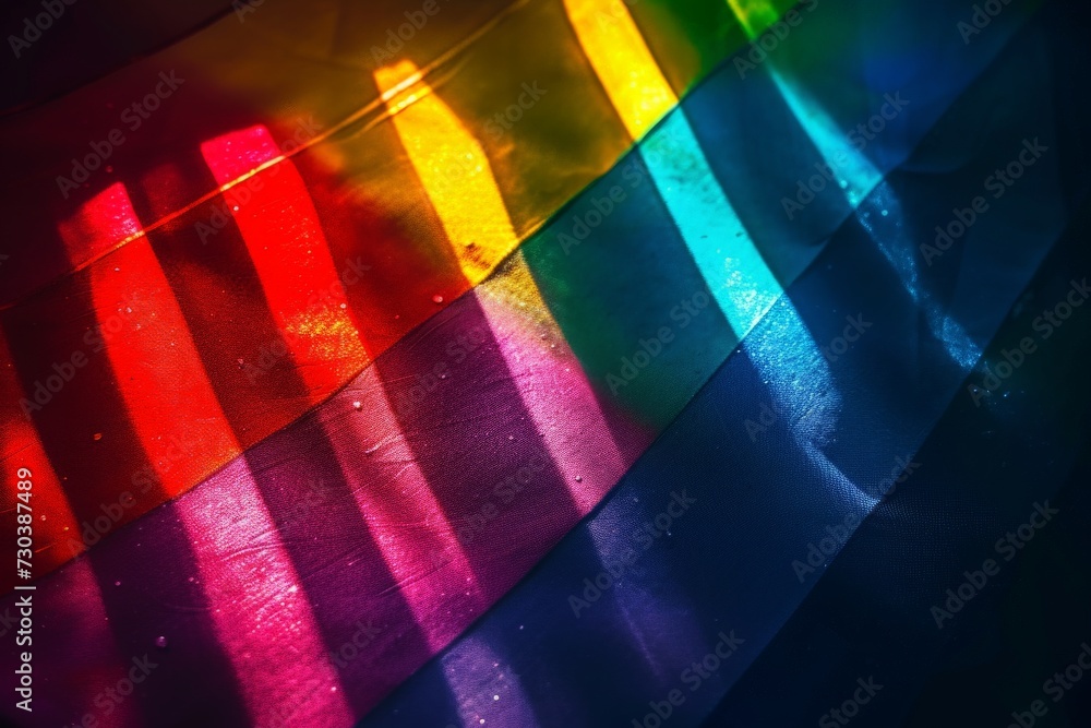 Poster gradient snippets rainbow multicolored bright shreds, neon light genderfluid. vivid bright rainbow c