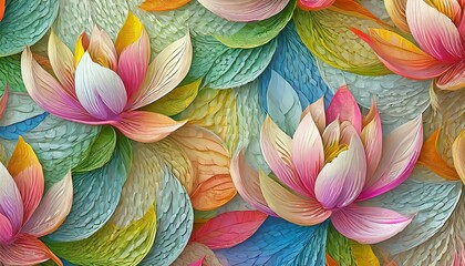 Kolorowa tapeta z kwiatami magnolii 3D - obrazy, fototapety, plakaty