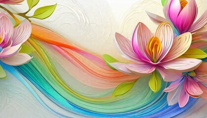Kolorowe tło z kwiatami magnolii 3D - obrazy, fototapety, plakaty