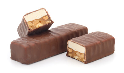 Chocolate with nuts isolated.