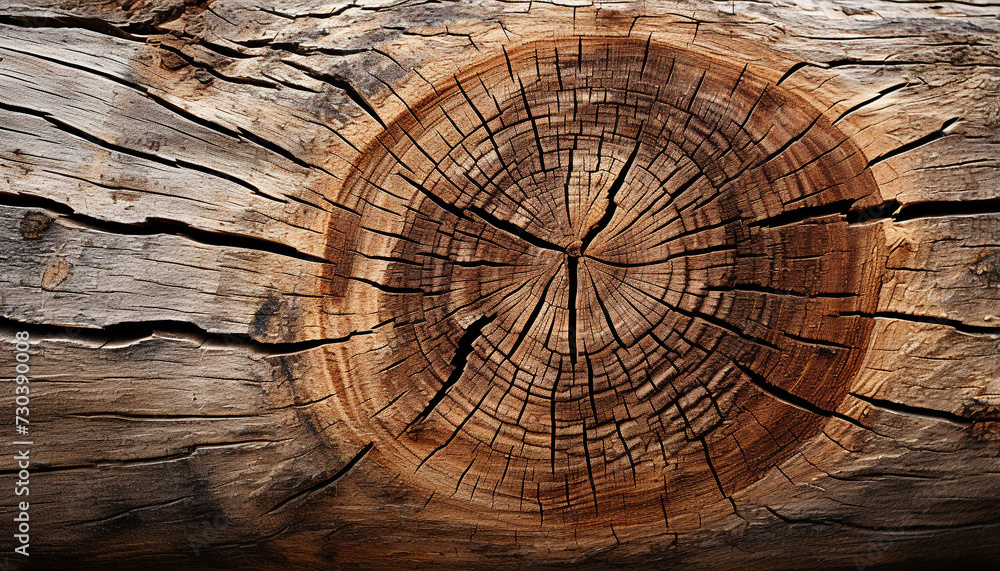 Poster tree trunk cross section concentric tree rings tell nature history generated by ai