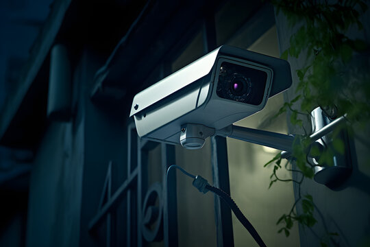 surveillance camera, cctv camera on a street corner, building ccorner cct camera