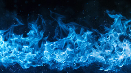 A blue fire flame dances and flickers on a black background, creating a captivating visual spectacle.