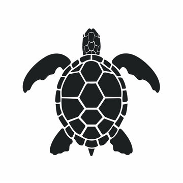 Turtle silhouette, flat logo, no color