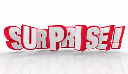 Surprise Word Letters Shock Unexpected News Surprising Announcement 3d Illustration