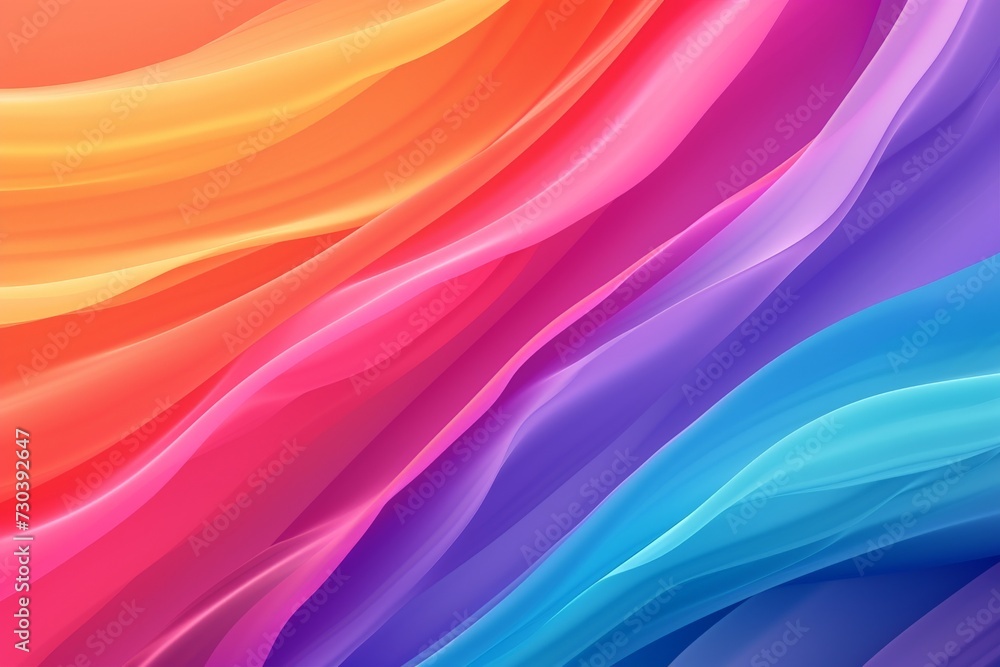 Poster gradient snippets rainbow multicolored androgynous shreds, neon light backdrop. vivid bright gradien
