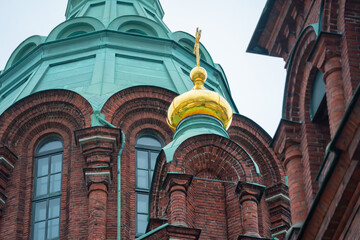 Fototapeta na wymiar Eastern Orthodox cathedral church towers and elements