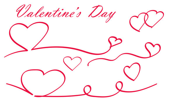  Valentine's day line art heart flower. Hand drawn blooming heart valentine