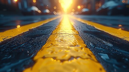 Lines On Road Asphalt Yellow Traffic, Background HD, Illustrations