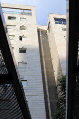 Architectural details of the construction of buildings and structures in Israel. Abstract fragment of modern architecture.