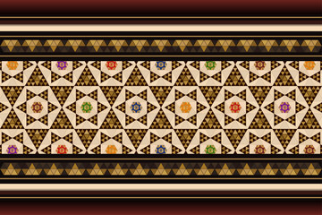Rectangular Tile With Highly Detailed Elements Of Oriental Marquetry Decorative Patterns